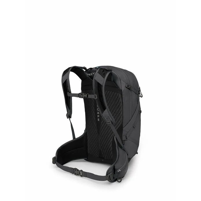 Black backpack on a white background