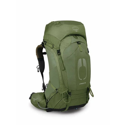Green Osprey hiking backpack on a white background