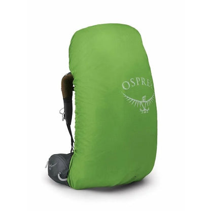 Green Osprey backpack cover on a white background