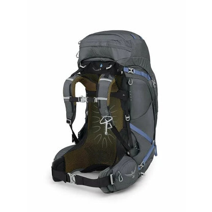 Gray hiking backpack on a white background