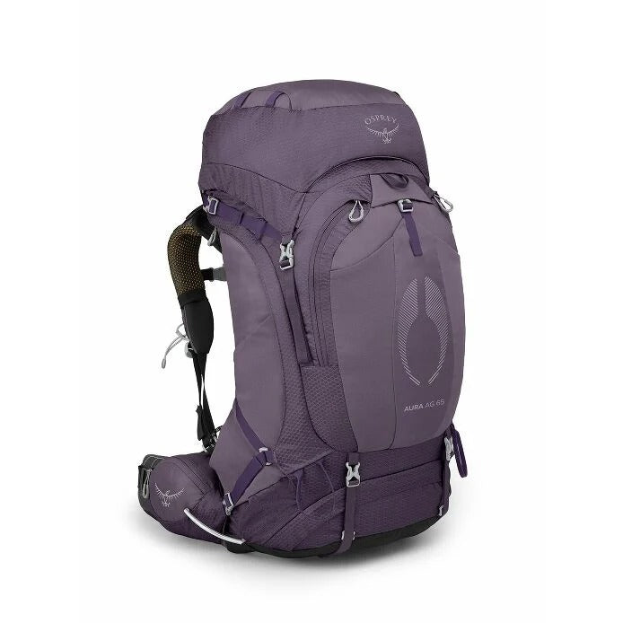 Purple Osprey backpack on a white background