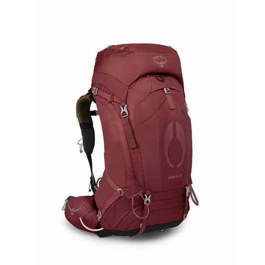 Red Osprey backpack on a white background