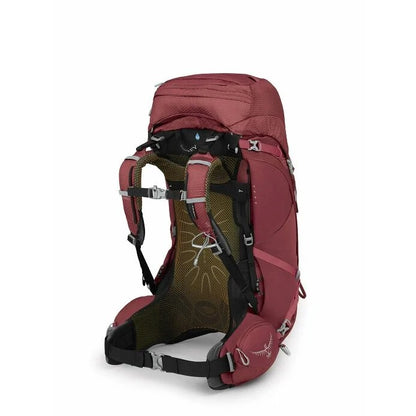 Red hiking backpack on a white background