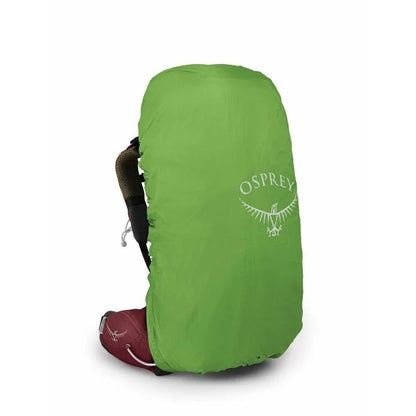 Green Osprey backpack cover on a white background