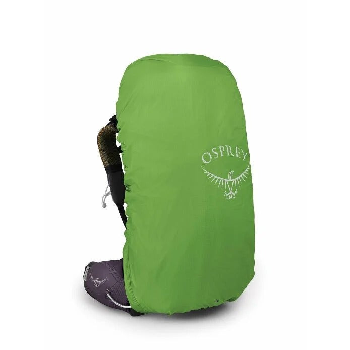 Green Osprey backpack cover on a white background