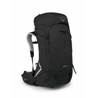 Black Osprey hiking backpack on a white background