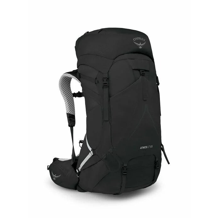 Black Osprey hiking backpack on a white background