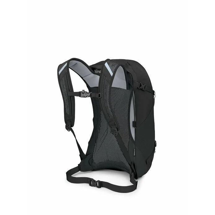 Black backpack on a white background
