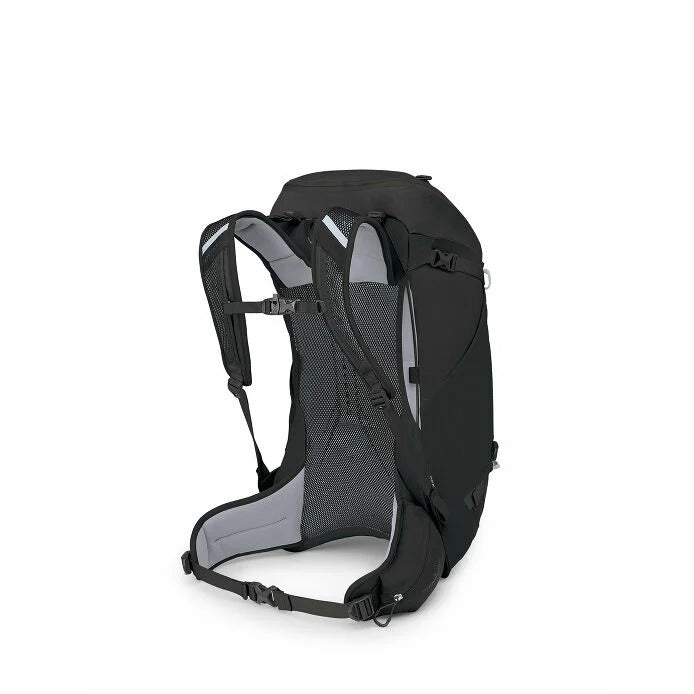 Black backpack with gray accents on a white background