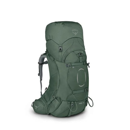 Green backpack on a white background
