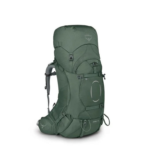 Green backpack on a white background