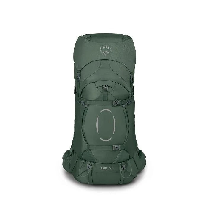Green backpack with Osprey logo on a white background
