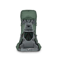 Green hiking backpack on a white background