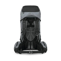 Gray and black backpack on a white background