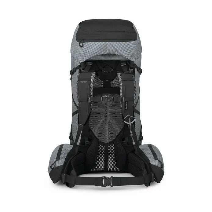 Gray and black backpack on a white background
