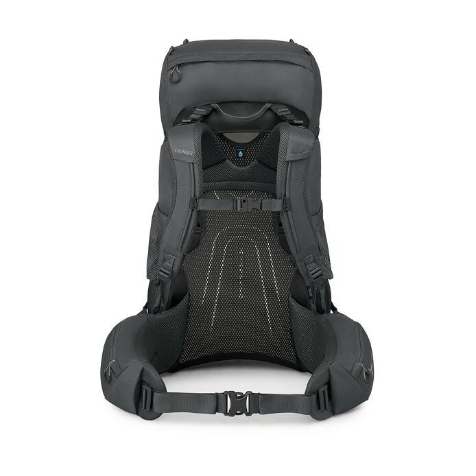 Black backpack on a white background