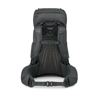Black backpack on a white background