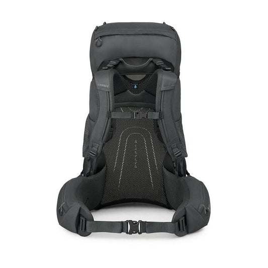 Black backpack on a white background