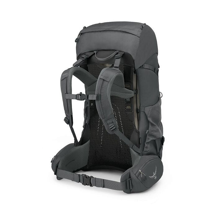 Gray backpack on a white background