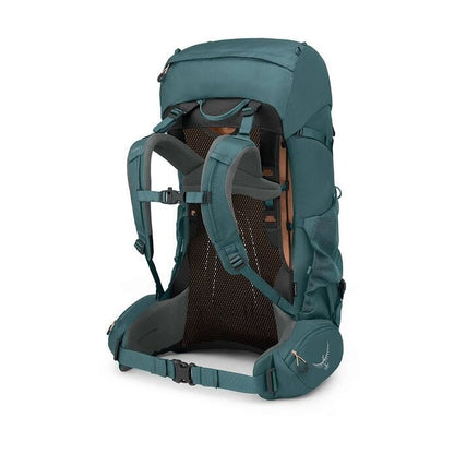 Teal hiking backpack on a white background