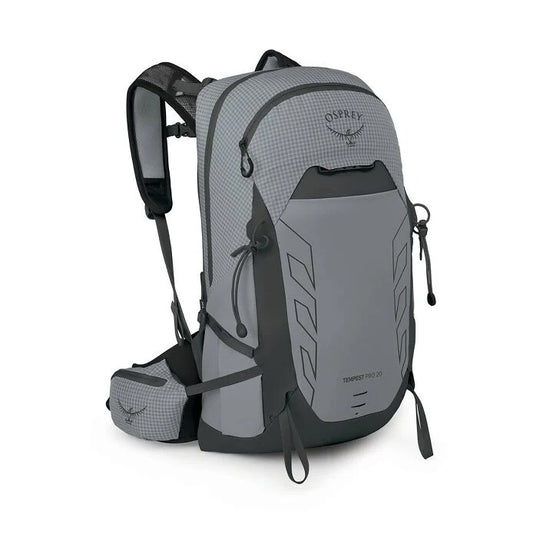 Gray Osprey backpack on a white background