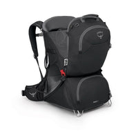 Black Osprey hiking backpack on a white background
