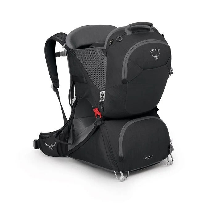 Black Osprey hiking backpack on a white background