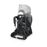 Child carrier backpack with canopy on a white background