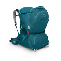Teal Osprey hiking backpack on a white background