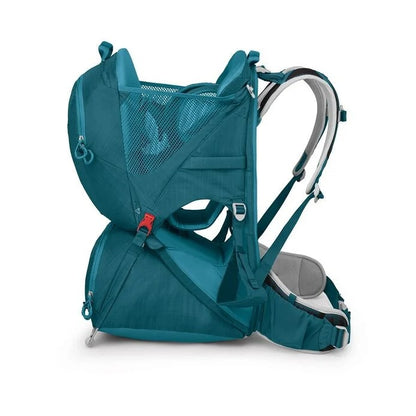 Teal baby carrier on a white background