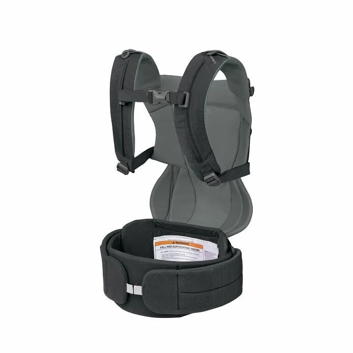 Black baby carrier on a white background