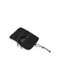 Black mesh pouch with a drawstring on a white background