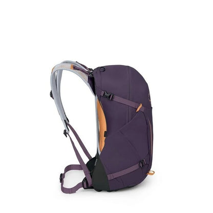 Purple backpack on a white background