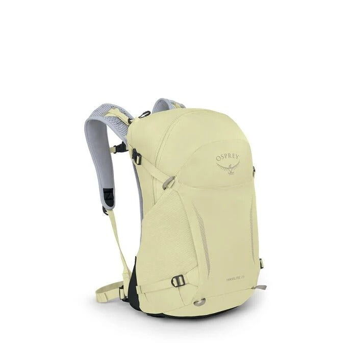 Beige backpack with Osprey logo on a white background