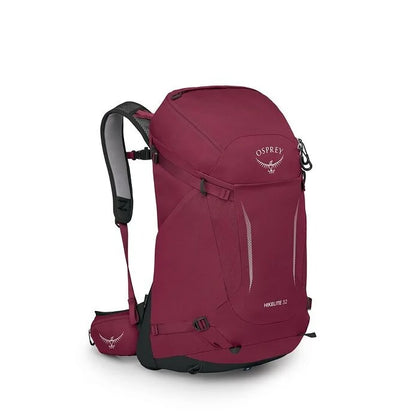 Maroon Osprey backpack on a white background