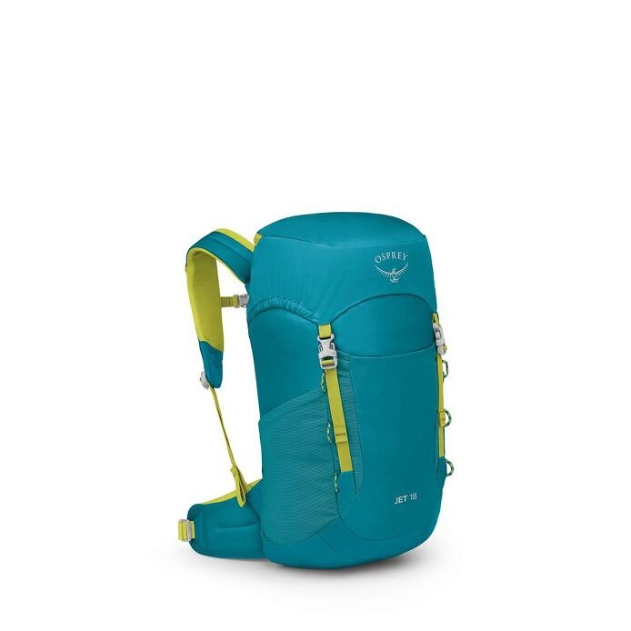 Teal Osprey backpack on a white background