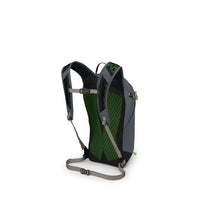 Green and gray backpack on a white background