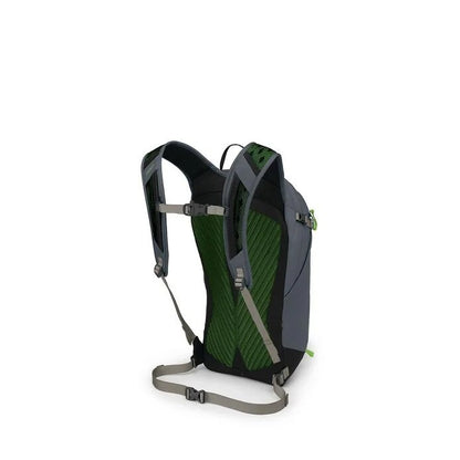 Green and gray backpack on a white background