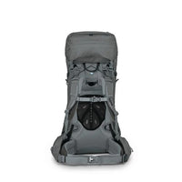 Gray hiking backpack on a white background