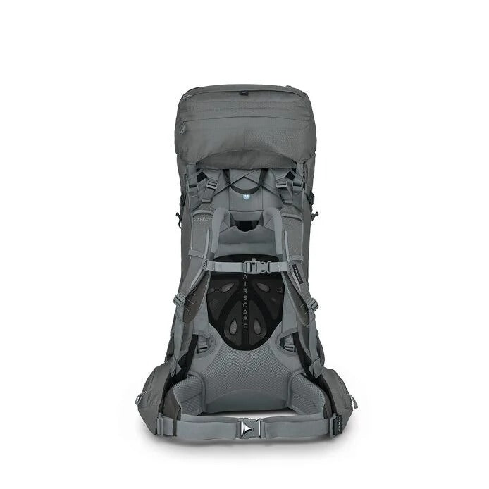 Gray hiking backpack on a white background