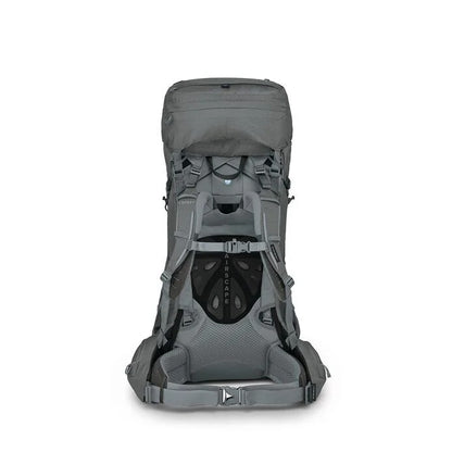 Gray hiking backpack on a white background