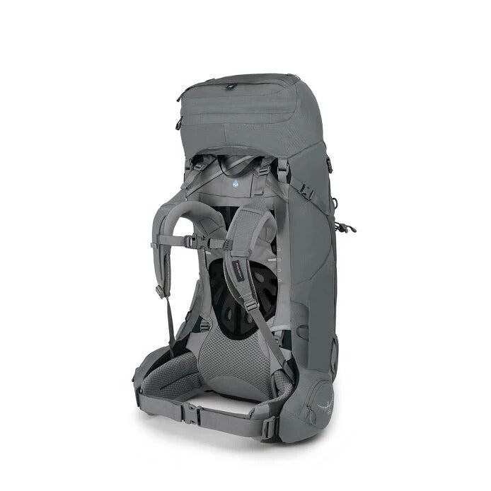 Gray hiking backpack on a white background