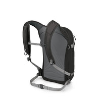 Black and gray backpack on a white background