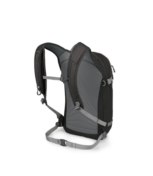 Black and gray backpack on a white background