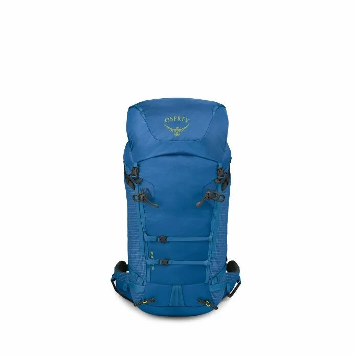 Blue Osprey backpack on a white background