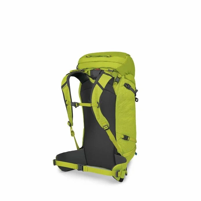Yellow hiking backpack on a white background
