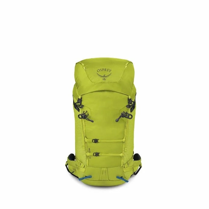 Green Osprey backpack on a white background