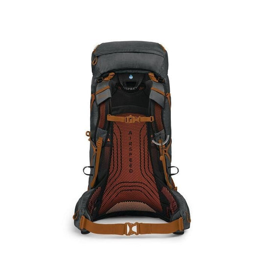 Backpack with brown and black design on a white background