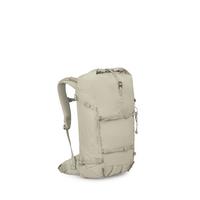 Beige backpack on a white background