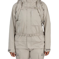 Beige raincoat with a backpack on a white background
